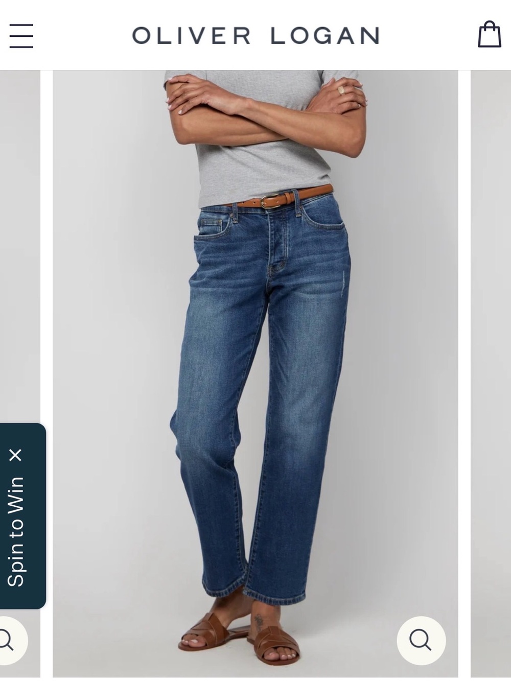 Oliver Logan Women's Relaxed Button Fly Mid rise Jeans in Dark Aged Vintage